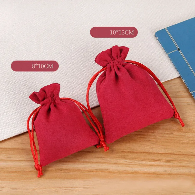 50pcs/lot 8x10cm, 10x12cm Christmas Wedding Party Gift Package High Quality Velvet Jewelry Bag Small Drawstring Bags Pouches