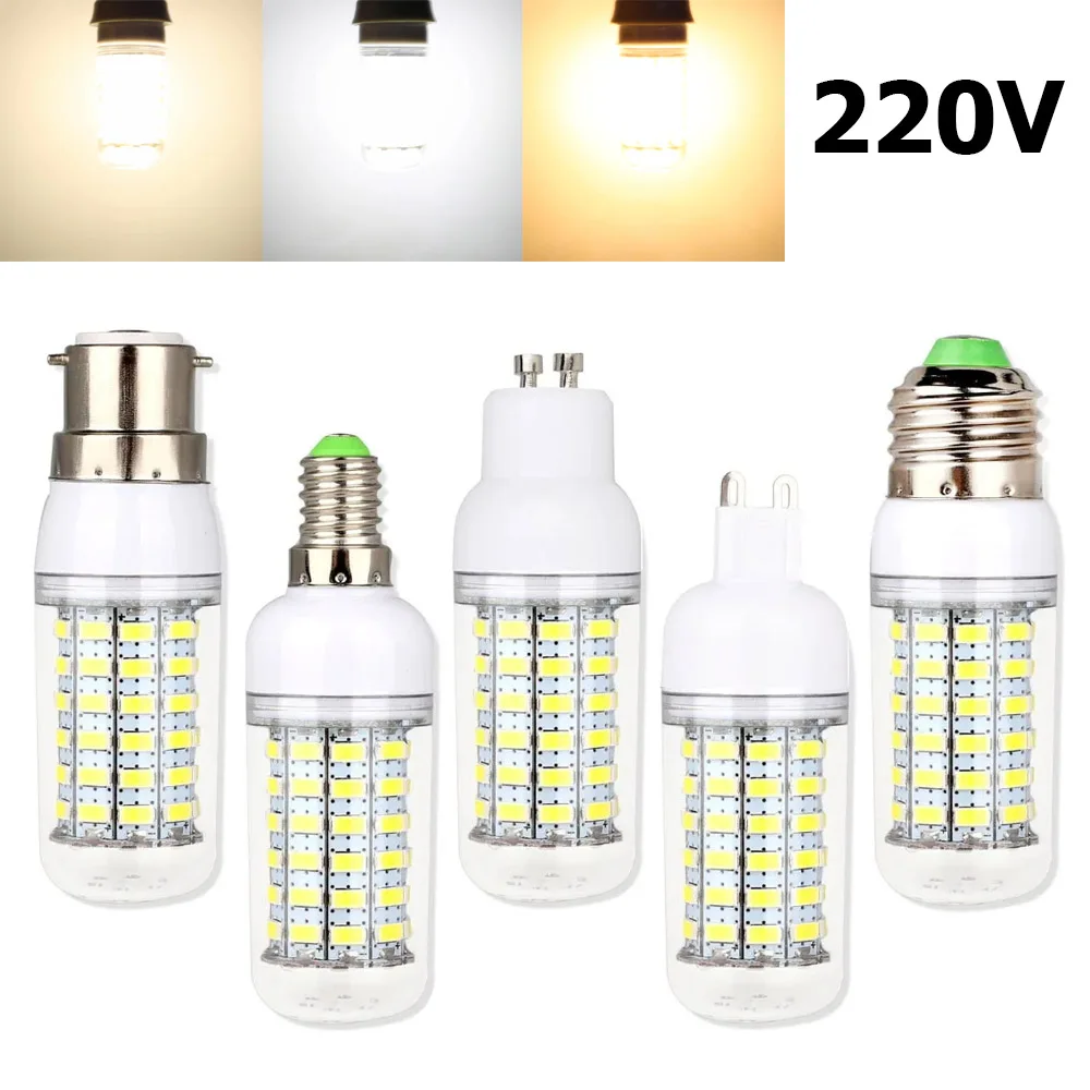 LED Corn Light Bulb 7W 9W 12W 15W 20W 5730SMD Lamp E27 E14 GU10 G9 B22 360° Lighting for Home Decoration AC220V 3000K-6500K