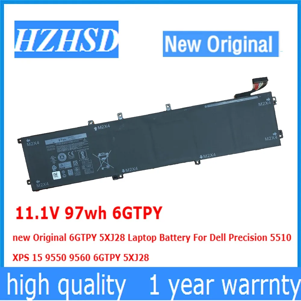 Original Bateria do Portátil para Dell Precision 5510 5520 5530 Xps 15 9550 9560 9570 7590 11.4v 97wh 6gtpy 5xj28 H5h20