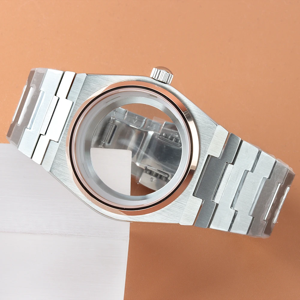 

Rose Silver NH35 40mm Watch Cases Parts Stainless Steel Watchband For PRX Super Player NH35 NH36 Automatic Movement 31.8mm Dial