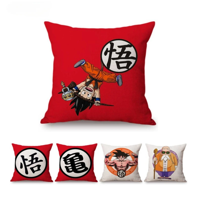 Japanese Anime Dragon Ball Series Linen Soft Cushion Cover Bedroom Home Office Decoration Anime Cartoon Cushion Cover 45cm.x45cm