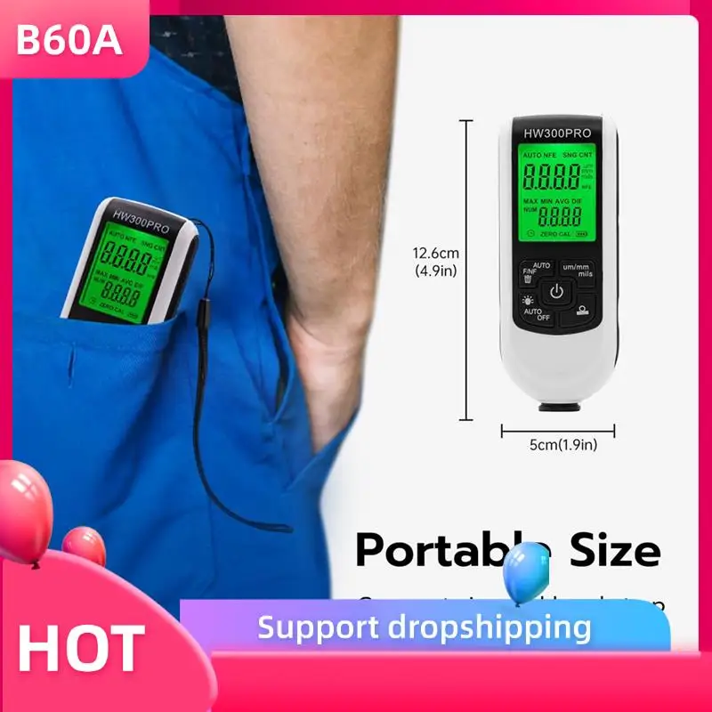 

B60A Paint Thickness Gauge Meter,1Μm Precision Coating Detector For Automotive Paint&Metal Plating,0-2000Μm Range