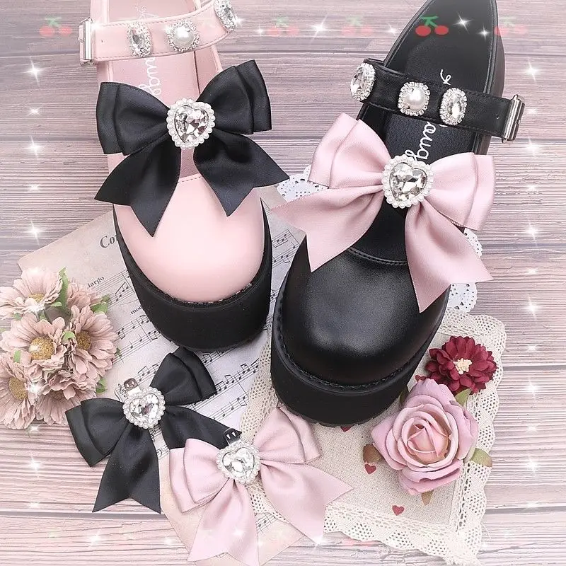 

1Pair Ribbon Bowknot ，elegant shoe flower，Lolita bow Shoe Buckles Accessories，Removable Cosplay DIY Crafts,shoes knot accessory