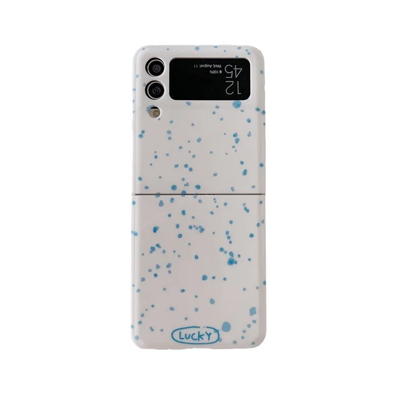 Simple Blue Ink Dot Bear Holder Phone Case for Samsung Galaxy ZFlip6 4 3 Hard Cover for Flip5 Flip3 Flip4 Solid Shell Bracket image 6