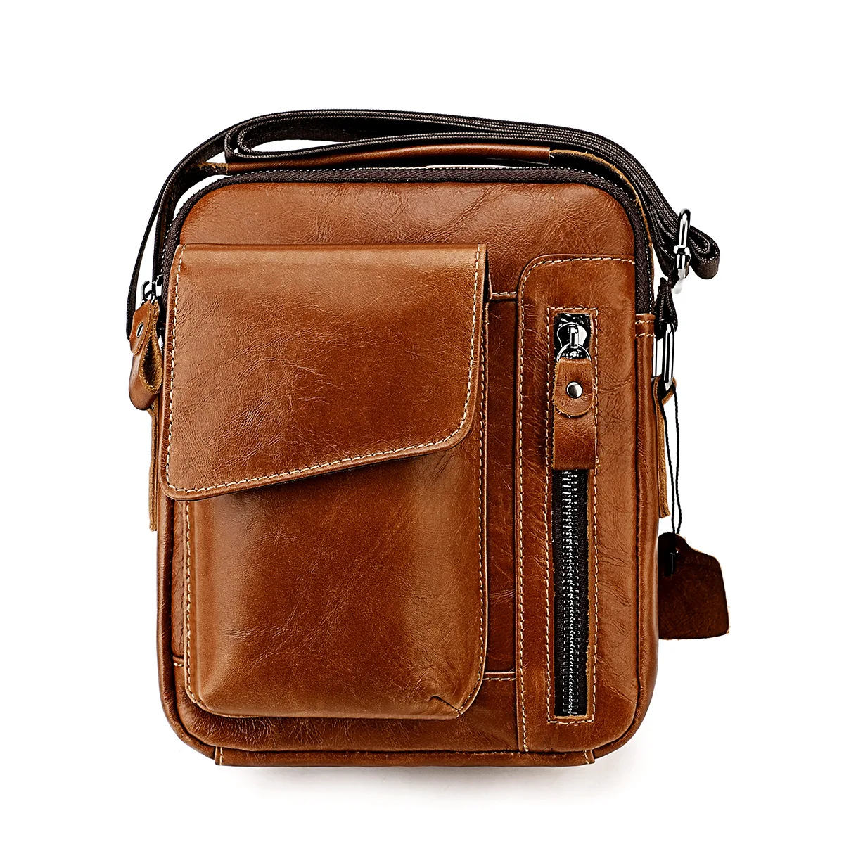 Men's Handbag Crossbody Bag Made Of Top-grain Cowhide Vertical Design Flap Bag Male Shoulder Bag Suitable For Men