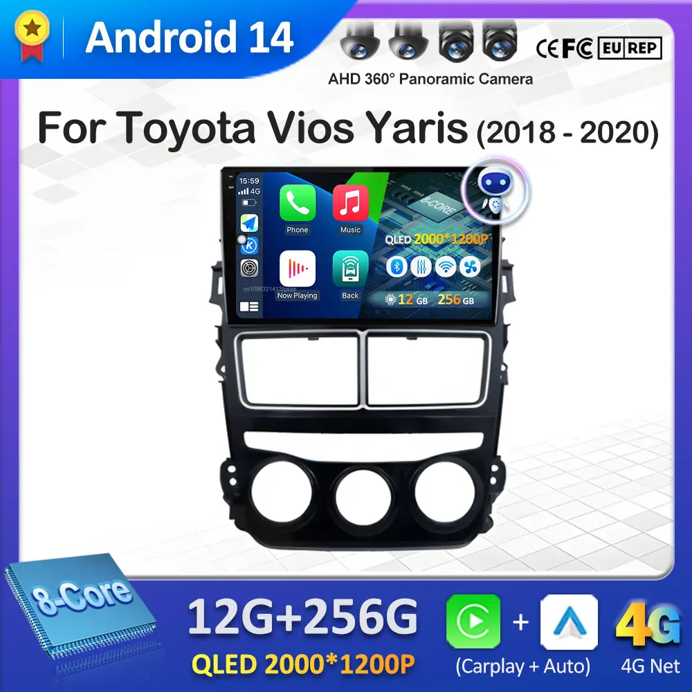 

Умная система, беспроводная система Carplay для Toyota Vios Yaris 2018 2019 2020, Android, авто GPS-навигация, QLED, IPS-экран, WIFI, автоинструменты