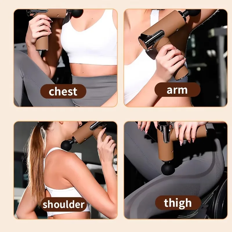 مسدس تدليك ممتاز للاهتزاز والإيقاع لتخفيف الأنسجة العميقة وتجديد شباب الجسم/الرأس مع وظيفة الحرارة #4