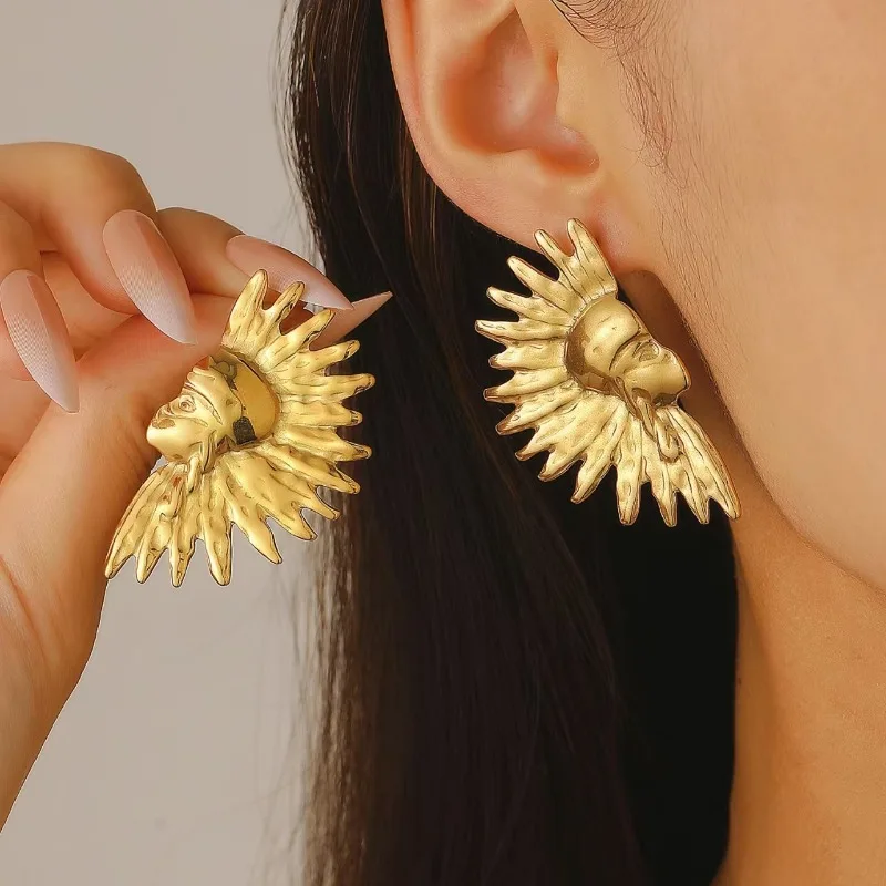 

Stainless Steel Ethnic Style Semi-round Sun Stud Earring for Women Fashion Customized Jewelry Minimalist Accessories Wholesale