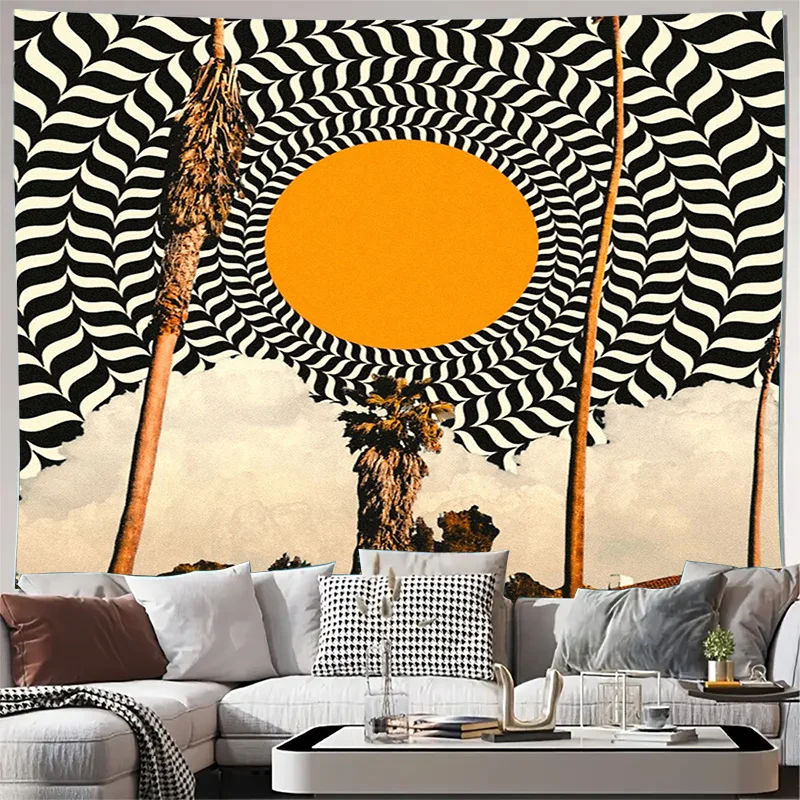 Bohemian Tapestry Wall Hanging Desert Sunset Aesthetic Moroccan Tribal Art Hippie Room Decor Psychedelic Home Textile Macrame Wa
