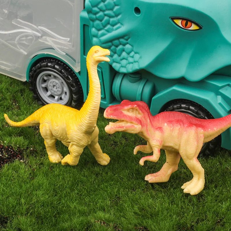 New plastic dinosaur container transport vehicle model,original box gift toys,simulation transport vehicle,wholesale