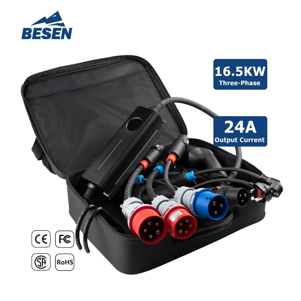 BESEN IP66 16kW ESTAÇÕES DE CARREGAMENTO PORTÁTIL CARREGADOR EV de 32 Amp com TELA DE TOQUE LCD