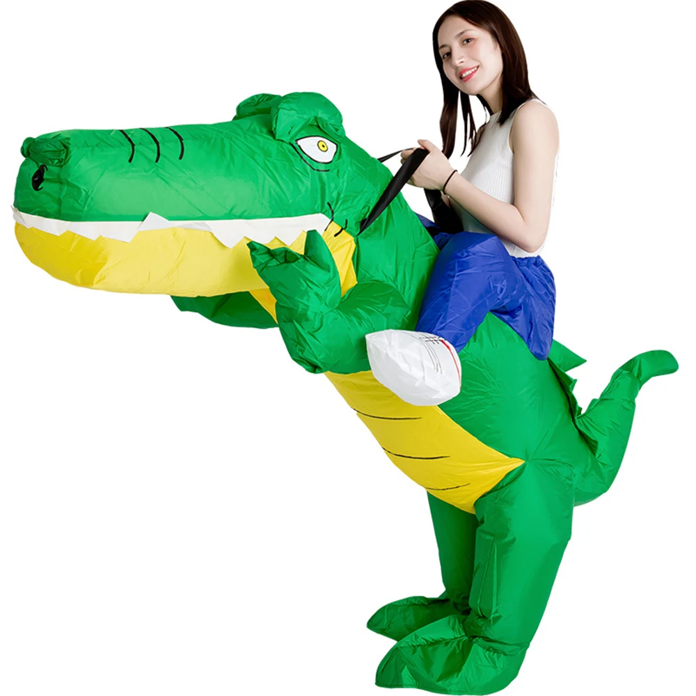 JYZCOS Crocodile Inflatable Costume Halloween Cosplay Fancy Dress for Adult Riding On Animal Blow Up Party Suit