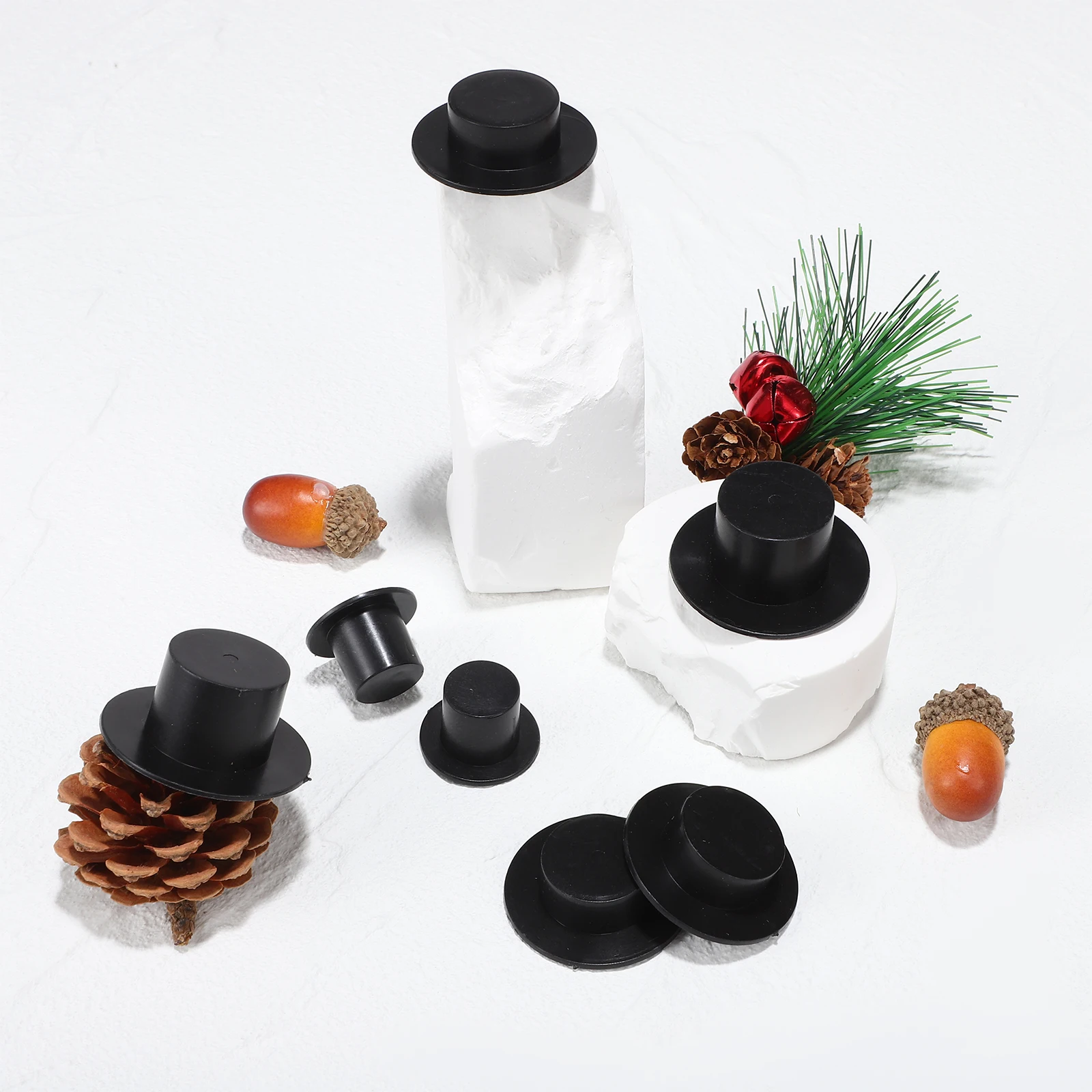 

60 Pcs Snowman Hat Accessories Tiny Hats Decorations Miniature for Crafts Plastic Small