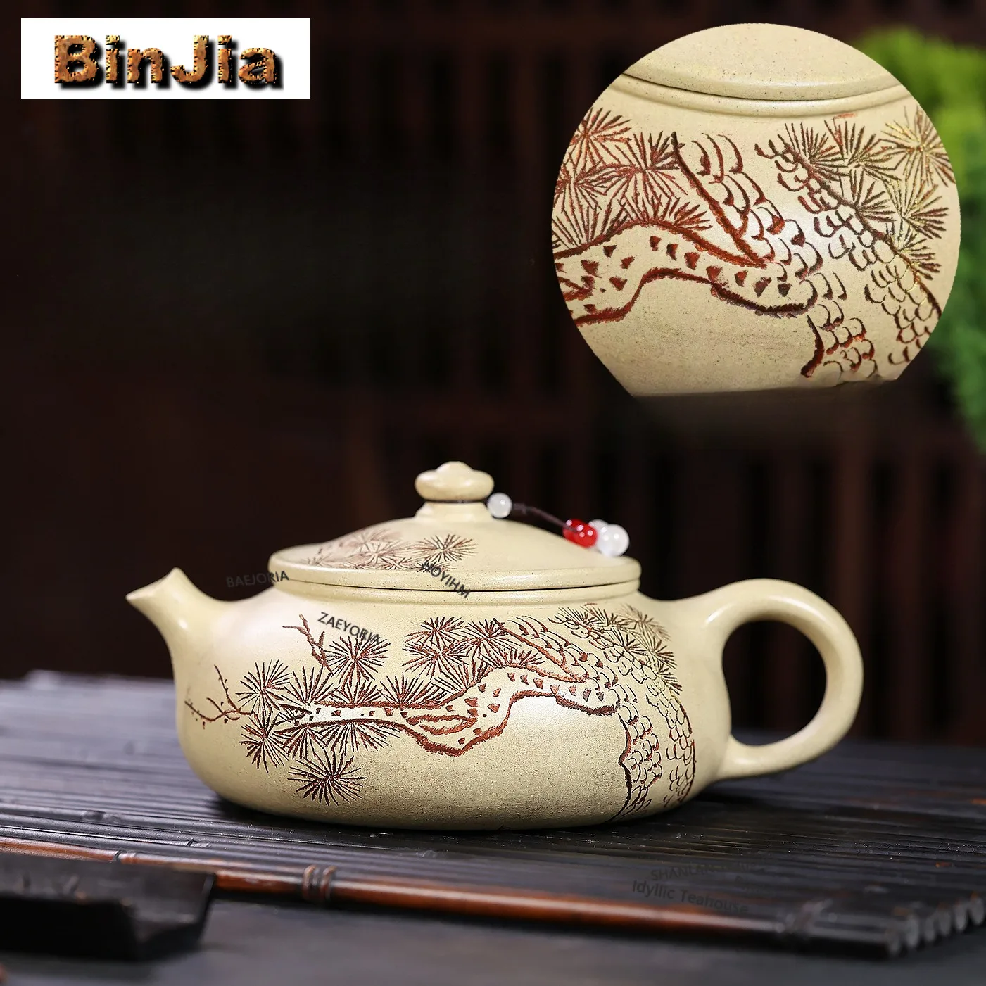 

640ml Classic Yixing Purple Clay Teapots Handmade Cold River Pot Raw Ore Benshan Green Mud Kettle Zisha Teaset Tea Item Supplies