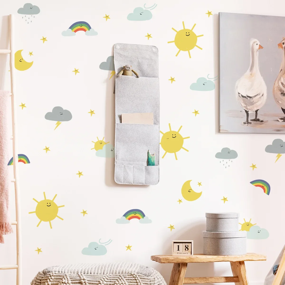 

Rainbow Cloud Star Wall Sticker Living Room Decoration Wall Sticker Self-adhesive Wholesale