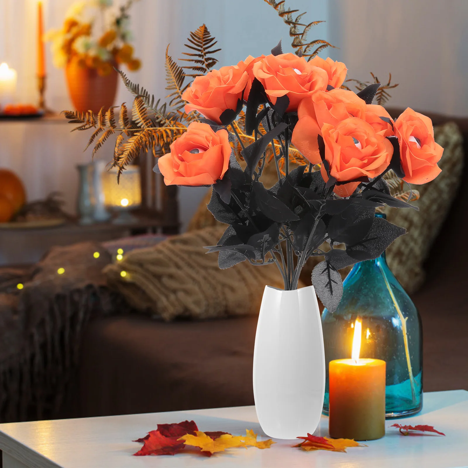 

8Pcs Eyeball Rose Flower Halloween Decorative Prop Simulated Floral Ornament for Indoor Party Haunted House Creepy Setup