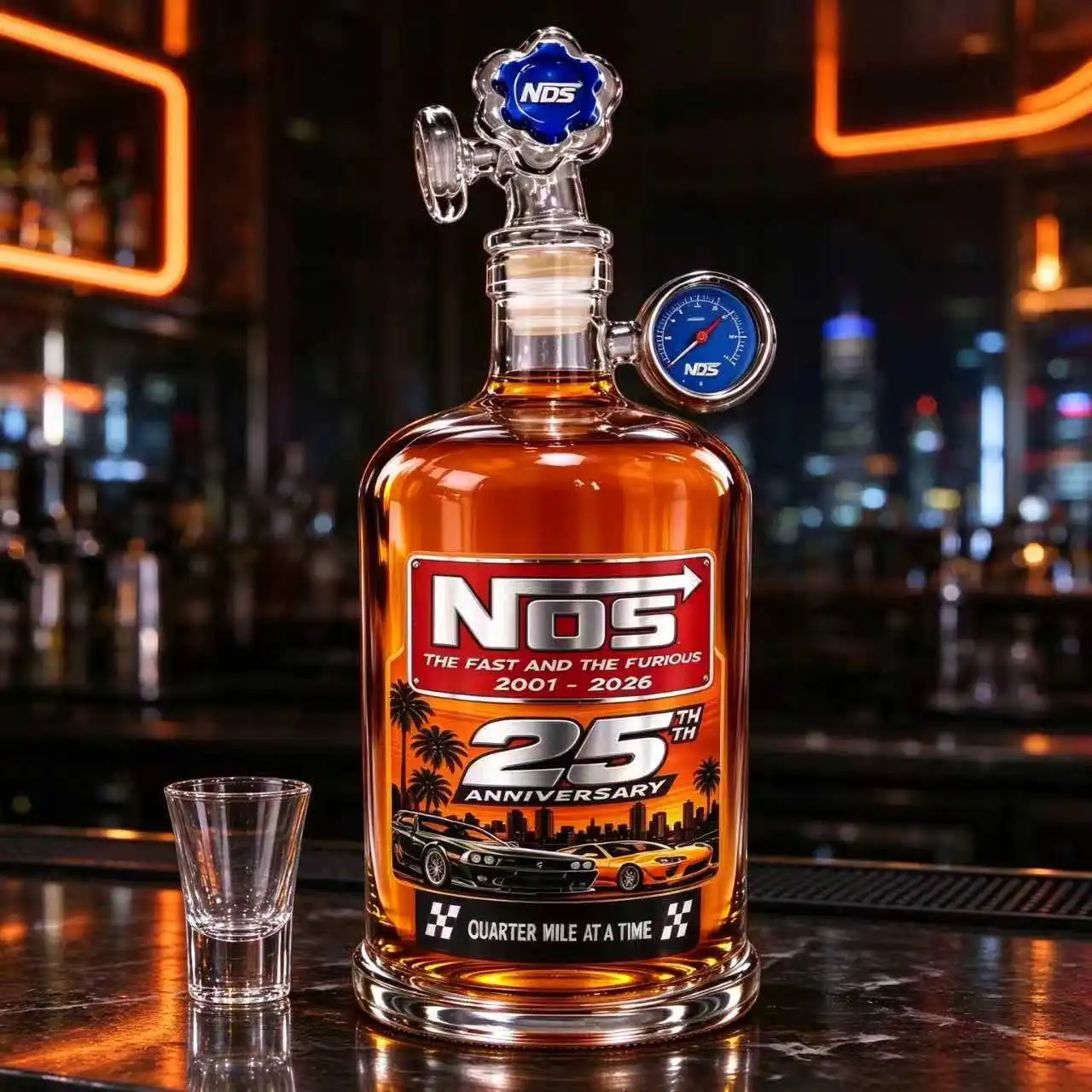 Creative Nitrogen Tank Glass Decanter, Hand Blown Spirit Bottle, Home Bar Display Ornament, Men Gift