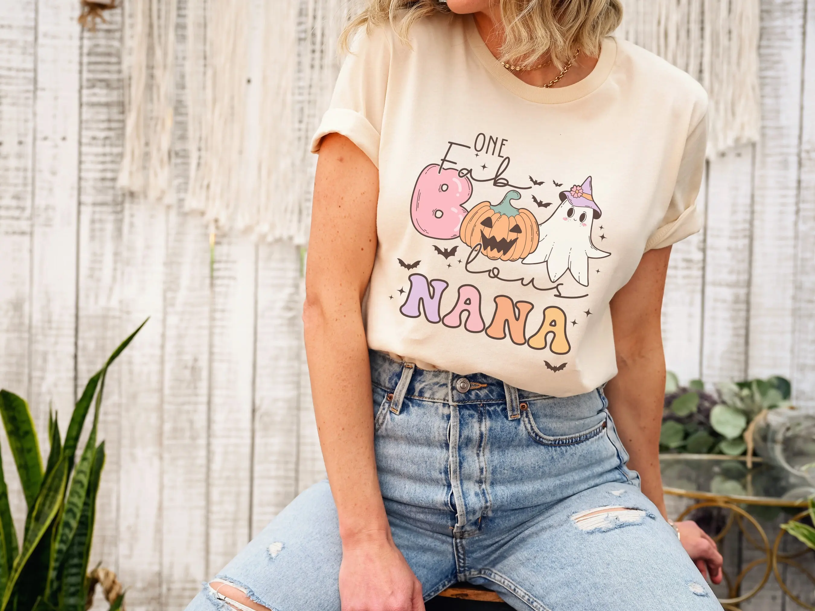 Grandma Halloween shirt Custom Nickname Nana Mimi for Fall t Autumn from grandchildren