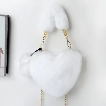 多款毛絨心形手提包 女式韓國手提包 斜背手把 桃心百搭時尚零皮夾 6 最佳銷售 心形皮夾 - №5