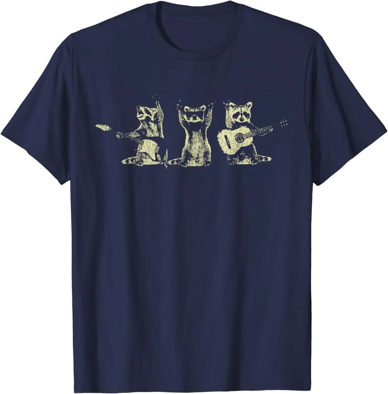

Funny Raccoon Music Band Electric Acoustic Guitar Racoons T-Shirt