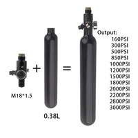 Tanque de aire de buceo de 0,38l, regulador de presión de 160PSI a 3000PSI, adaptador de llenado de recarga de cilindro de Gas HPA, válvula de alivio para piezas de buceo