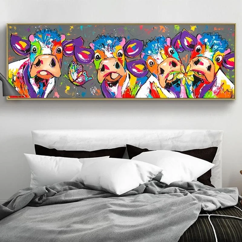 

Abstract Cow Canvas Paintings on The Wall Art Posters and Prints Vrolijk Schilderij Wall Decorative Pictures Home Decor No Frame