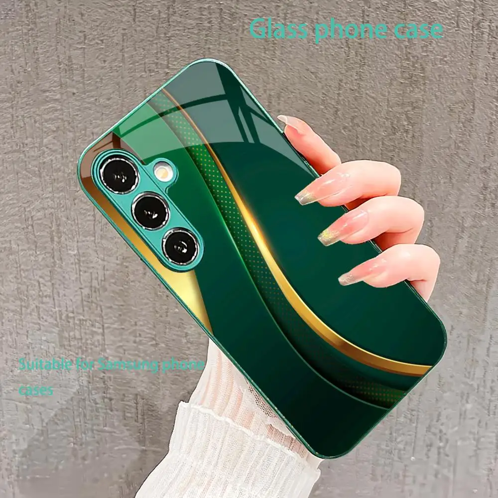 New Bundle-like texture Glass PhoneCase for Samsung Galaxy S26 S25 S24 S23 S22 S21 FE,Ultra,Plus Built-in glass green Exquisite