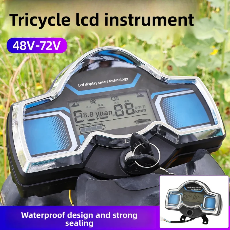 

General-purpose 48V-72V Longbao instrument assembly for electric tricycles, with LCD display on the dashboard.