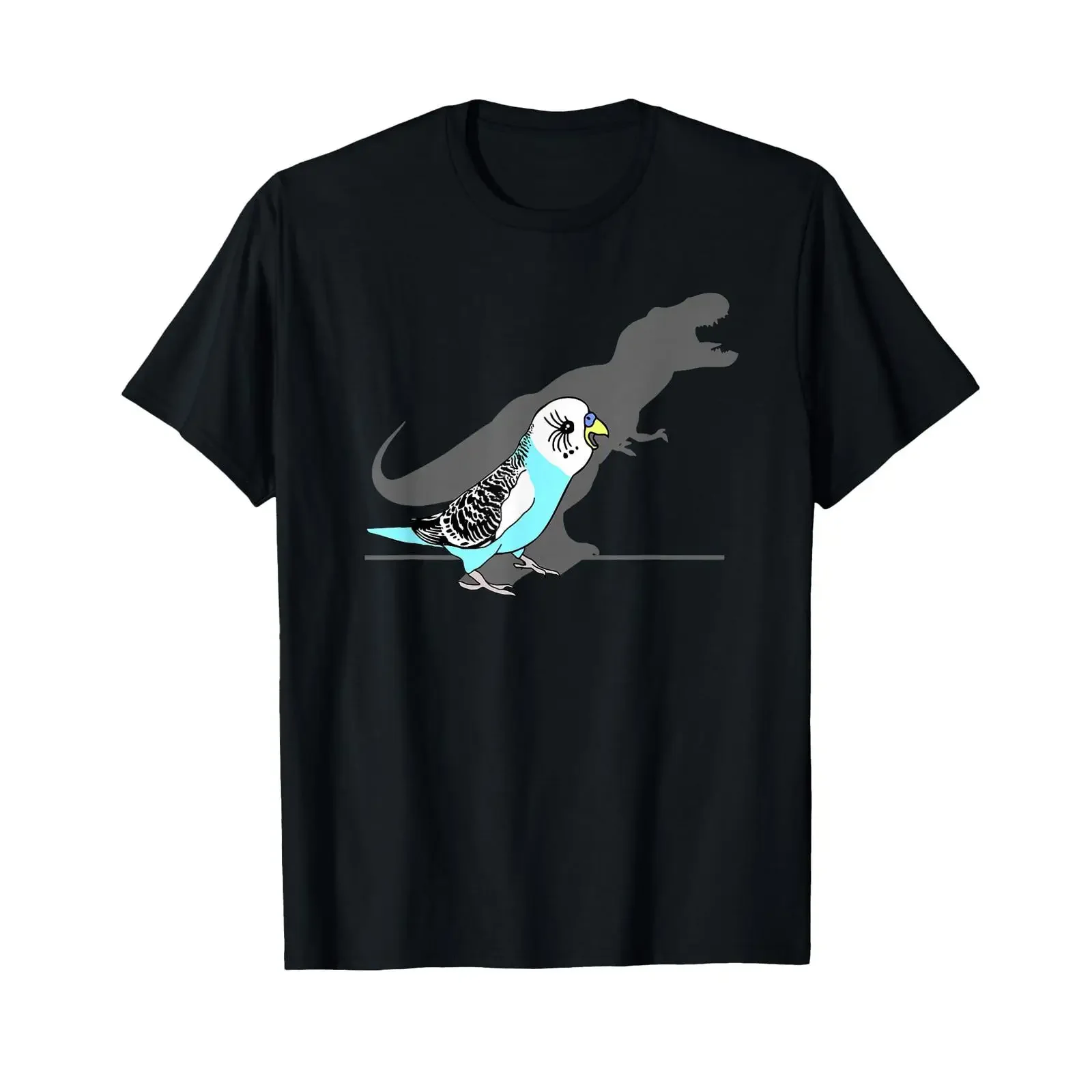 T rex Blue Budgie Funny Parakeet dinosaur shadow budgerigar Shirt vintage Washed Comfortable Stretched homme Slightly graphic