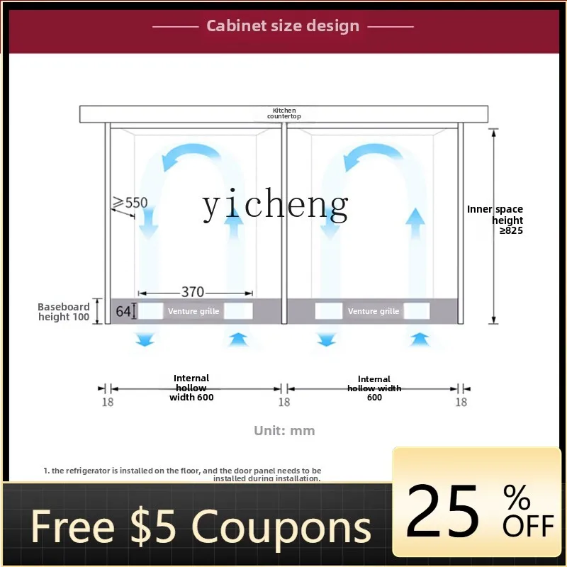 ABB  Under the counter Island Embedded small refrigerator Small household refrigeration Freezing Kitchen Opposite door