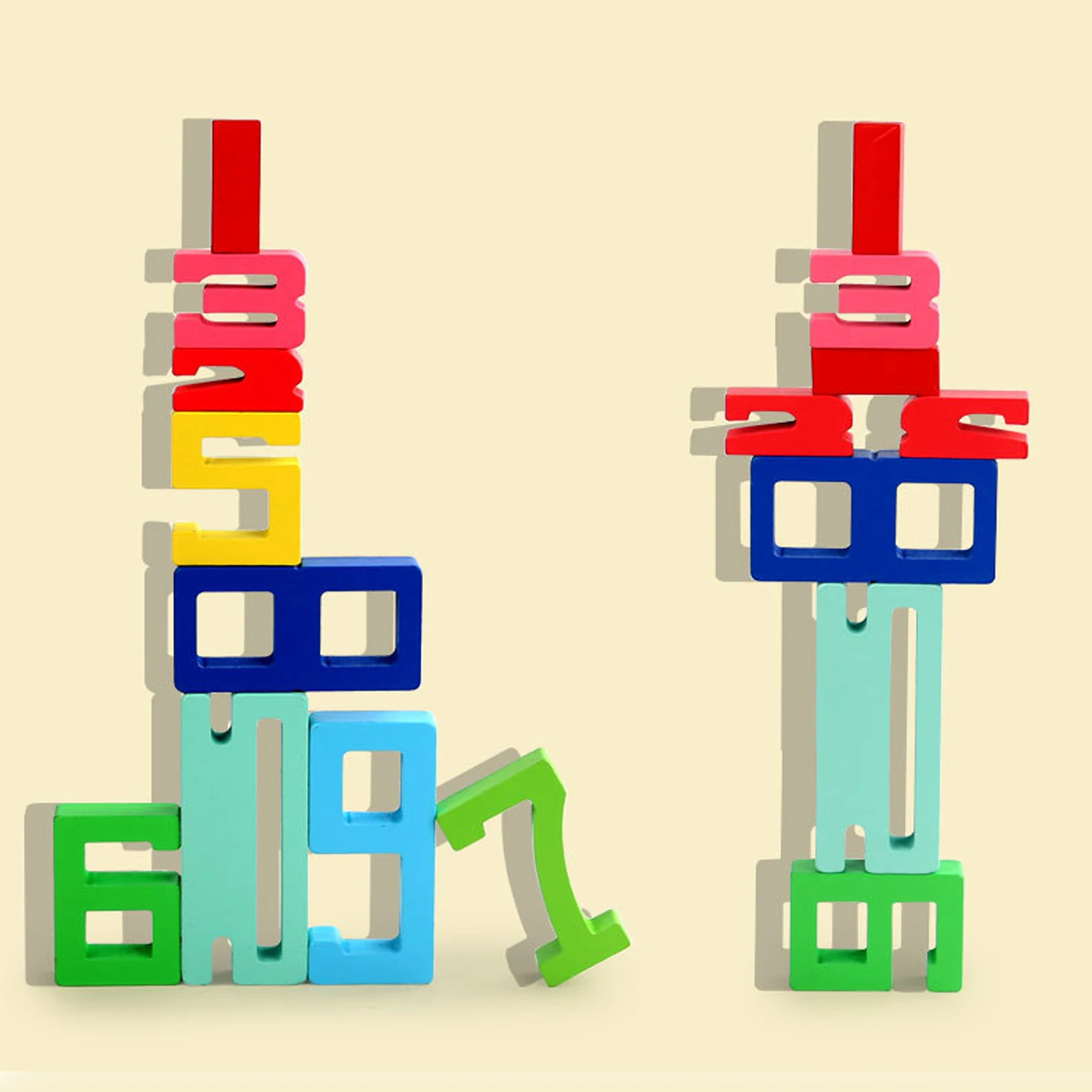 Digit Blocks 1-10 Numbers Wooden Stacking Block Learning Activities for Fine Motor Skills Counting Toy for Kids Aged 3