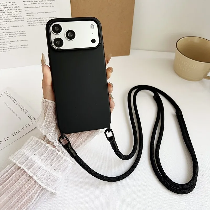 Offizielle Lanyard-Hülle für iPhone 17 Pro Max 14 12 11 13 15 16 Plus 17 Air Shockproof Candy Crossbody Neck Cord Strap Soft Cover – Detail 19