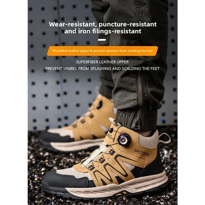 New Rotating Button Lazy Shoes, Wear-resistant and Anti Slip Steel Toe Cap, Anti Smashing and Anti Piercing Safety Shoes Durable