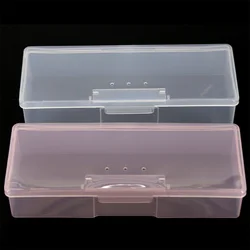 Nail Art Storage Box Nail Accessories Organizer Clear Pink Plastic Container Nail Rhinestone Brush Pen Buffer Grinding Files Box