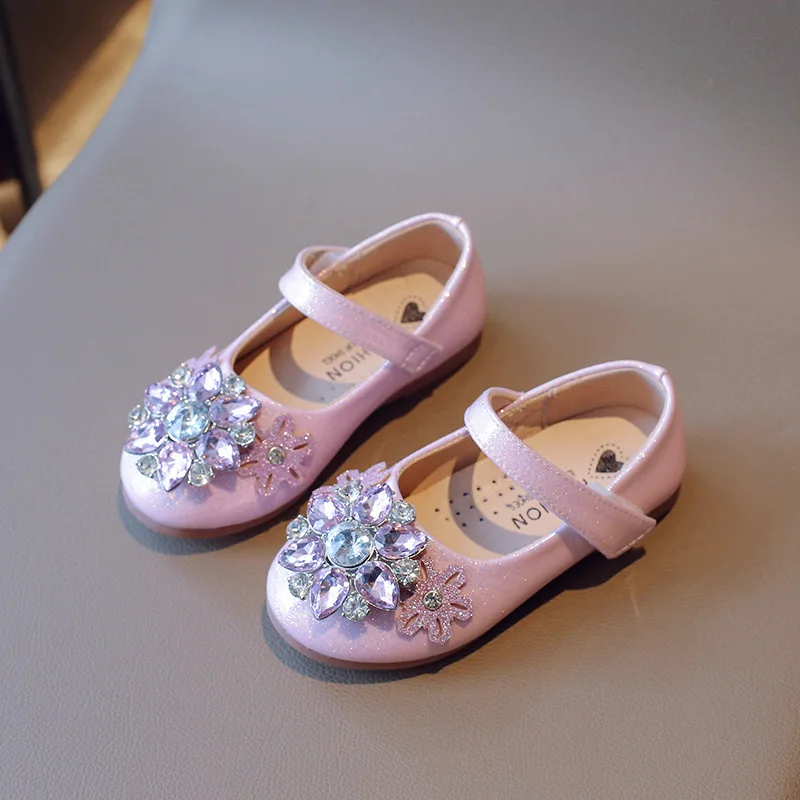 Girls' Princess Shoes 2024 New Spring and Autumn Soft Soled Children's Crystal Baby Girl Dance Shoes