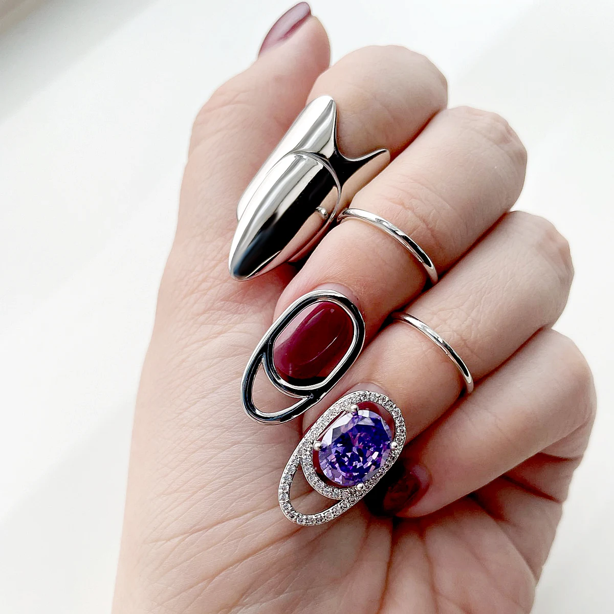 Gothic Metal Line Thin Nail Rings for Women Daily Fingertip Protective Cover Trendy Ring Manicure Jewelry Gift to Girlfriend