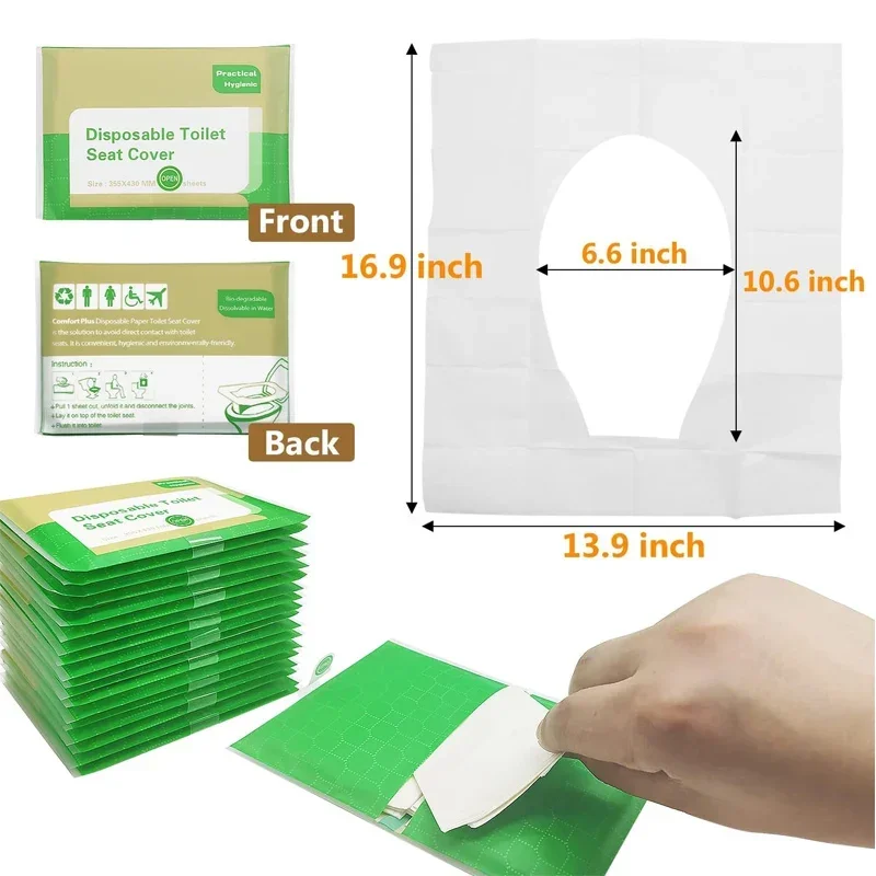 10/200Pcs Disposable Toilet Seat Cover Paper Portable Waterproof Soluble Water Travel Camping Hotel Bathroom Toilet Mat Pads