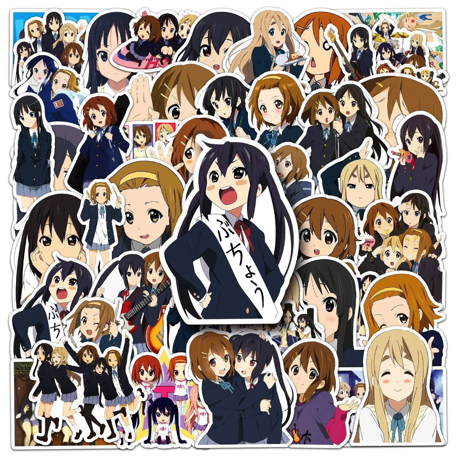 50pcs K-ON Anime Waterproof Stickers for Wall Phone PC Case Gifts