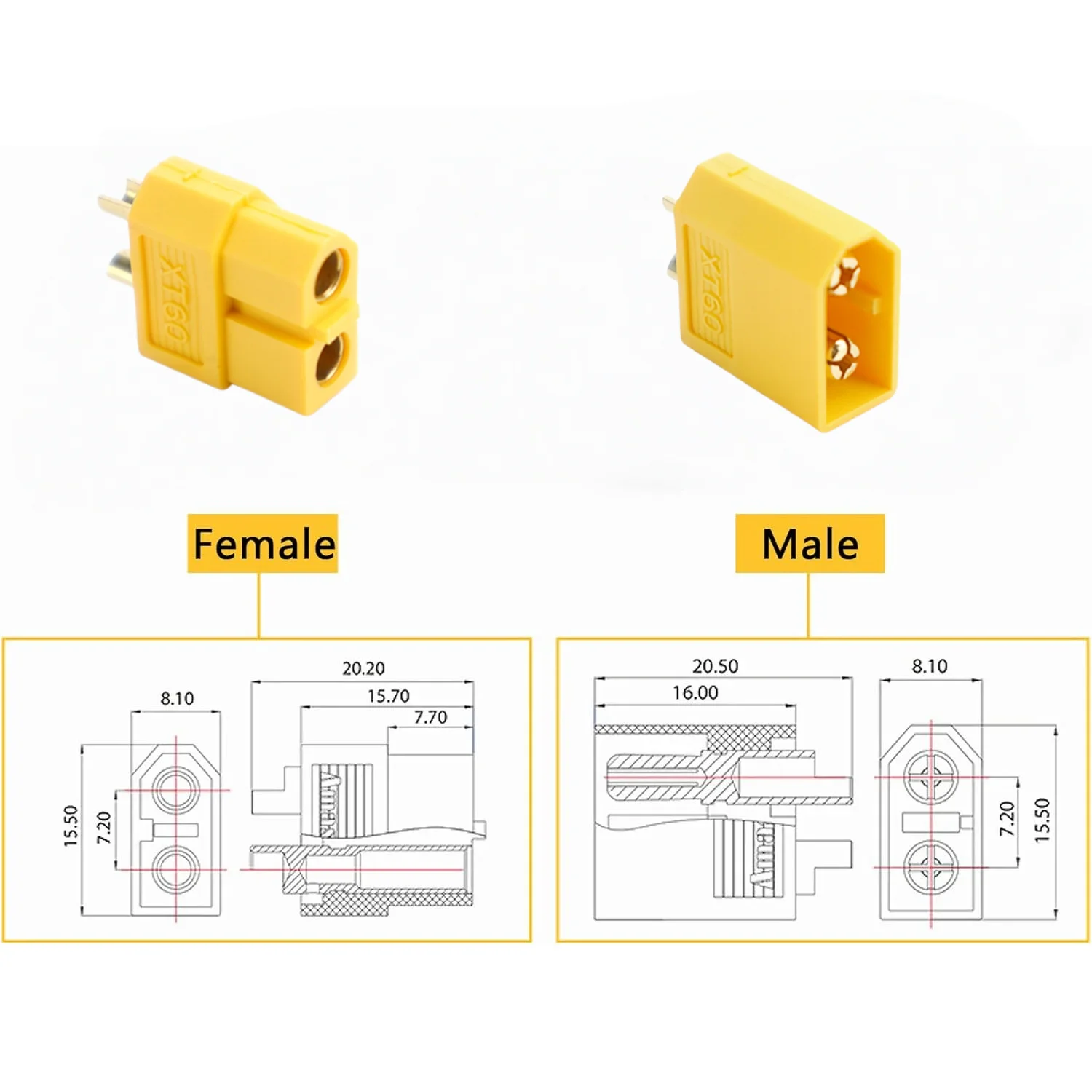 10pcs XT60 XT-60 Male Female XT30 XT90 Bullet Connectors Plugs For RC Lipo Battery Rc Drone Airplane Car Boat view 4