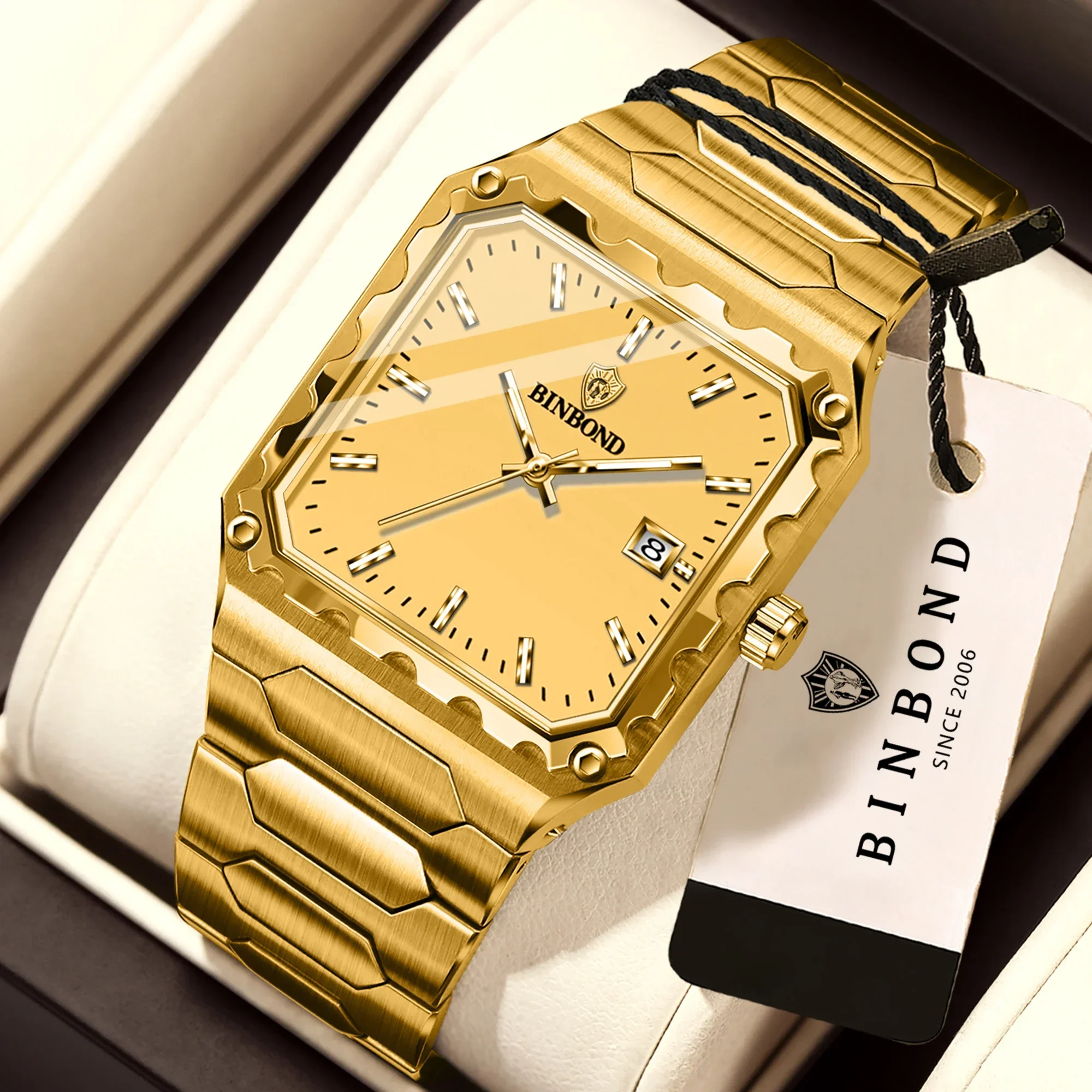 

BINBOND New B2517 Men's Luxury Quartz Watch Night Light Waterproof Business Sports Fashion Leisure Watch