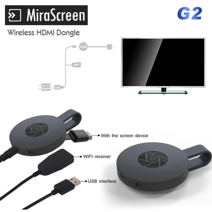 G2 TV Stick MiraScreen wyświetlacz 1080P Anycast z wejściem HDMI, Miracast TV Dongle dla Android Ios ekran lustrzany wyświetlacz odbiornik