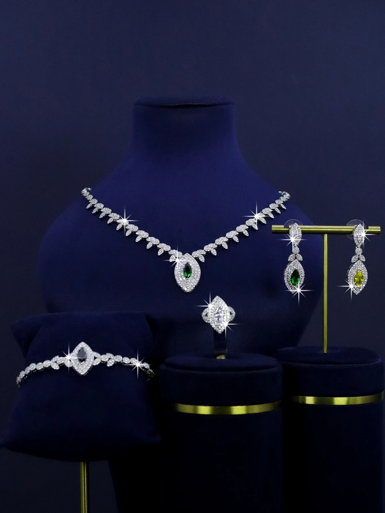 Nigeria Saudi Arabia Wedding Luxury Set Necklace Bracelet Earrings Ring Accessories