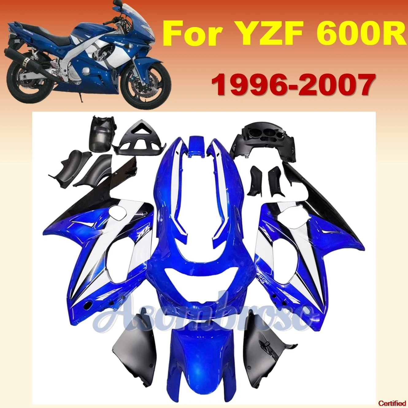 

High Quality Injection Motorcycle Fairing kit for YZF600 96-07 1997 2000 1998 2006 2002 2003 2001 1999 blue white black cowl