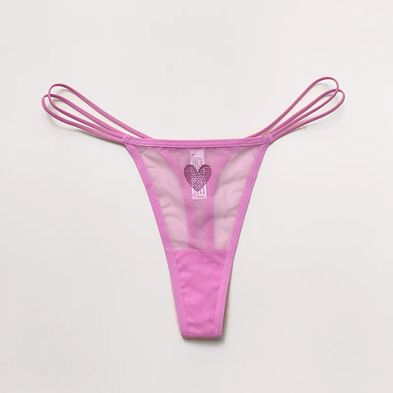 Spitzen-Netzstoff Damen-Slips Sexy Tanga Transparente Strass-Herz-Unterhosen Unterwäsche Mädchen G-String Dessous Fitness T-Back – Detail 10