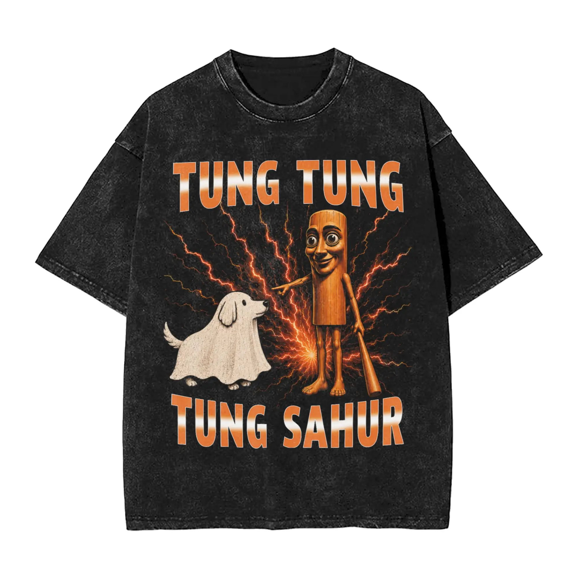 Tung Tung Tung Sahur Calling Dance Halloween Meme Washed T Shirt Men Y2K Fun Casual T-Shirts Summer O-Neck Trending Tees