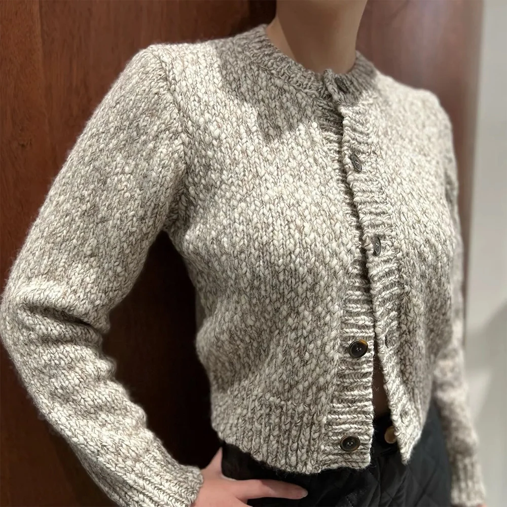 Chunky Ribbed Wool-Knit Cardigan, #ms0993