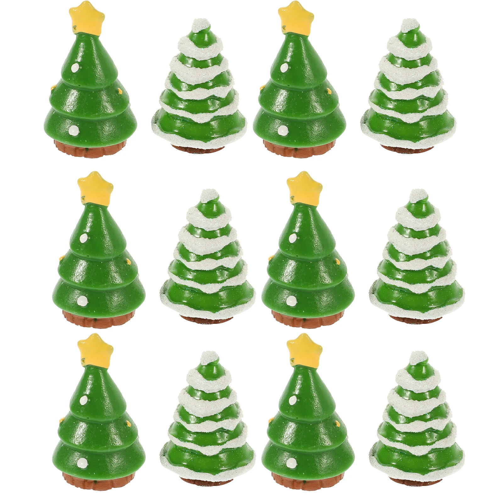 

12 Pcs Micro Landscape Ornaments Tabletop Mini Christmas Tree Festival Scene Decor Decorations Artificial Xmas Trees