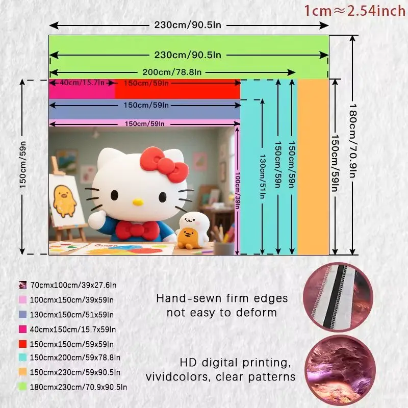 1PC Sanrio Hallo Kitty Malerei Kunst Klasse Nette Kawaii Mädchen Geschenk Tapisserie Moderne Polyester Wand Kunst Wohnzimmer Schlafzimmer Dekor