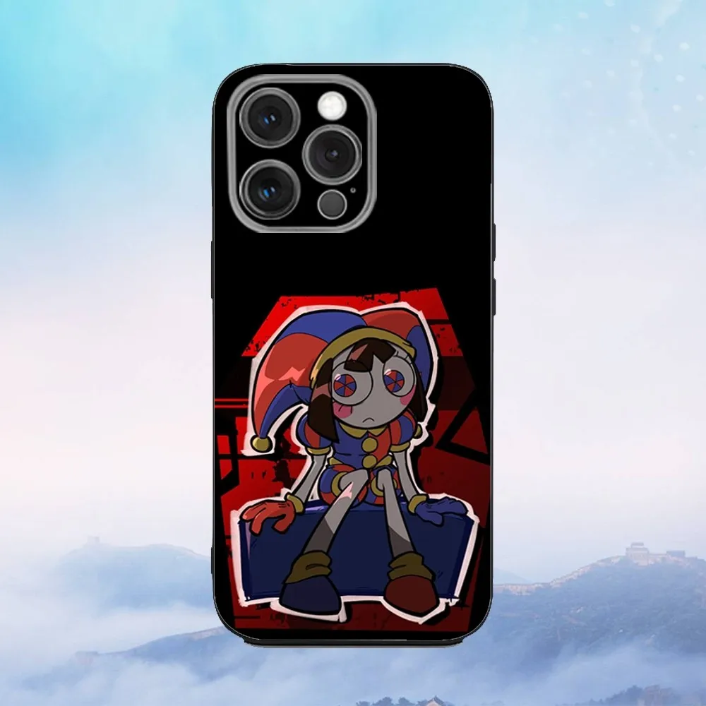 iPhone 16e,16,15,14,13,12,11,Pro,X,XS,Max,XR,Plus,Mini 소프트 블랙 커버용 놀라운 D-디지털 C-서커스 전화 케이스