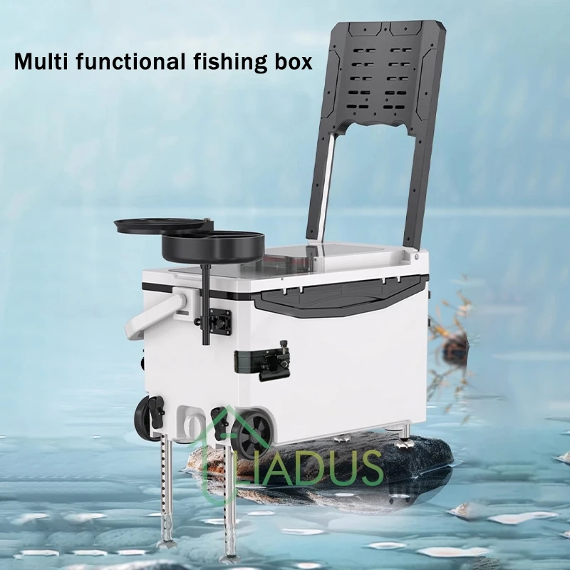 Outdoor Portable Fishing Box With Wheels, Fishing Box With Backrest And Seat, Multifunctional Thermal Insulation Fishing Box